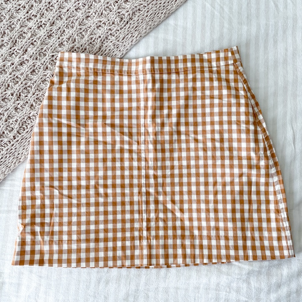 J. Crew Brown Gingham Skirt